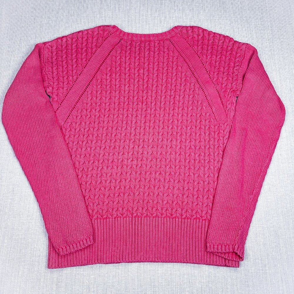 Tommy Bahama Fuchsia Cable Knit Crew neck Sweater – Women's Small – Cozy Classic - Picture 7 of 7